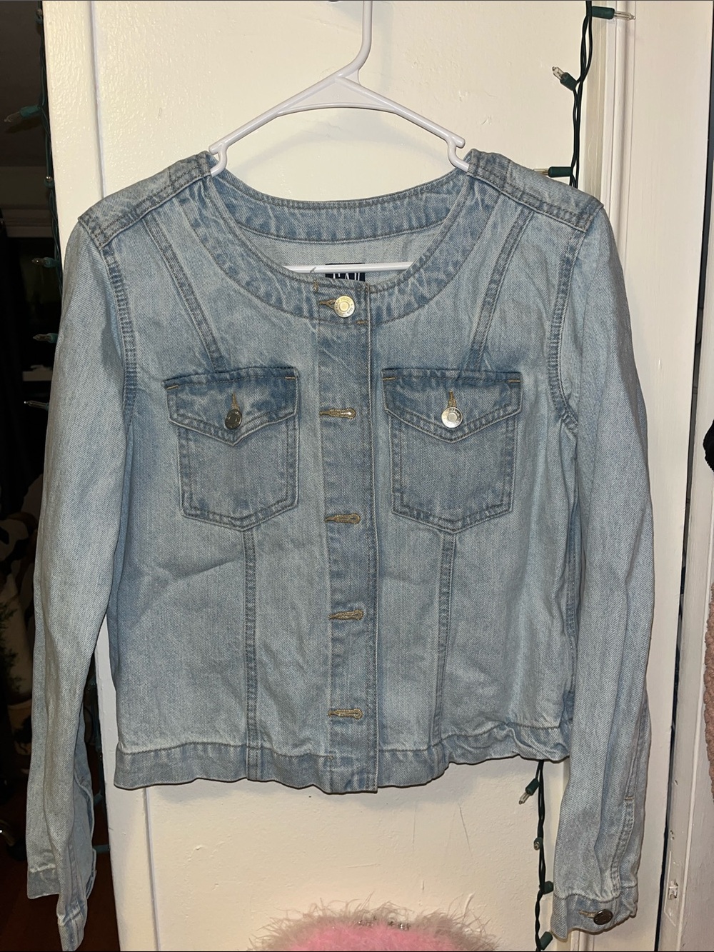 GAP Light Blue Denim Round-Neck Jean Jacket